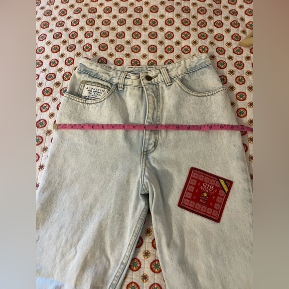 RARE Vintage 80s Guess by GEORGES MARCIANO Light Wash Patched High Waist Jeans - Picture 10 of 11
